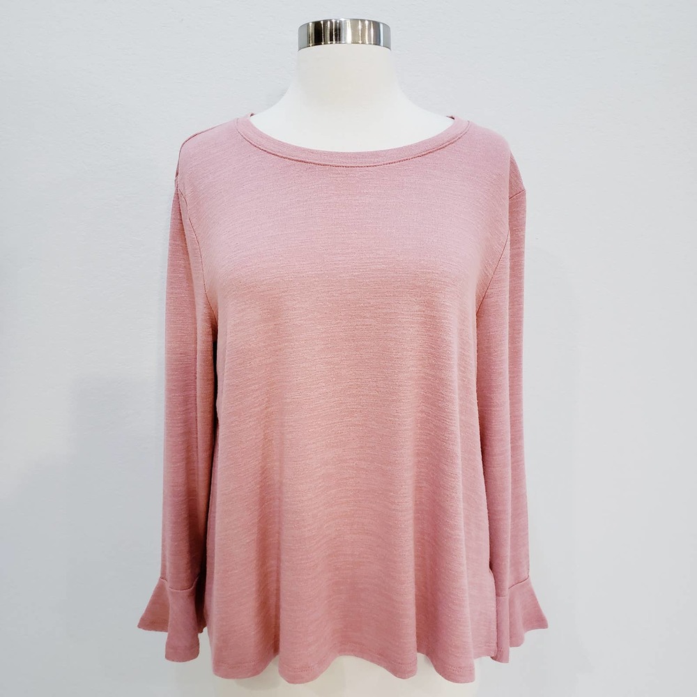 NWT GAP Knit Top Pink Bell Sleeve Cozy Pullover M